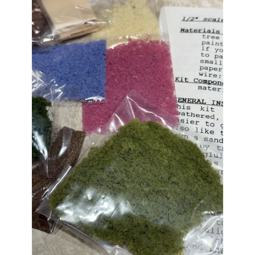 Vintage 1:24 Dollhouse Miniature Tree Planter DIY Kit Moss Wood Garden Set NOS